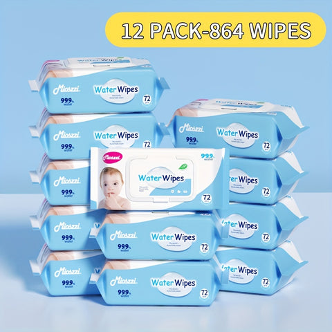 Mioszzi Wet Wipes, Hypoallergenic, Plant-Based, Completely Break Down Safe For Delicate Skin, 99.9% Pure Water, No Harsh Chemicals, Extra-Soft Fiber Cleans Without Irritation, Gentle Enough For Daily Use On Eyes, Hands, Body.864pcs