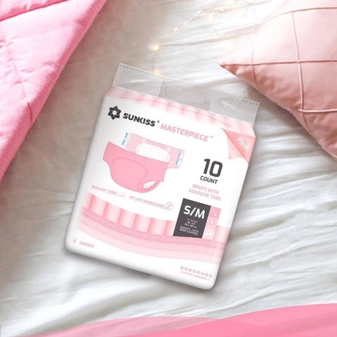 Masterpiece Adult Diapers with Tabs, Unisex Disposable Incontinence Briefs Women and Men, Odor Control, Pink, SmallMedium, Previously Medium, 10 Count, Adult Diaper Cover, Adultos Diapers for Woman, Disposable Underwear For Men Travel, Disposable Underwea