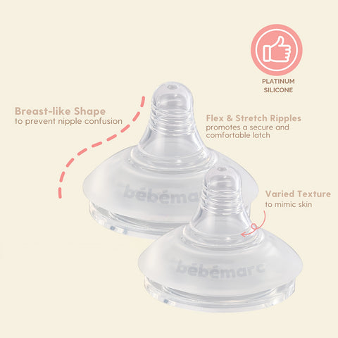 BEBE MARC PPSU Baby Bottle - Breast-like Nipple, Wide Neck For Easy Cleaning, Leak-Proof, Smart Volume Markings, IF Design Award (6.09oz\u002F10.14oz).
