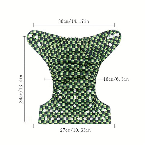 Cloth Diapers 13-Pack Includes 6 Cloth Diapers + 6 Replacement Pads + 1 Wet And Dry Separation Storage Bag. Green Plaid Design Gift Box Is Very Suitable for Christmas Gifts