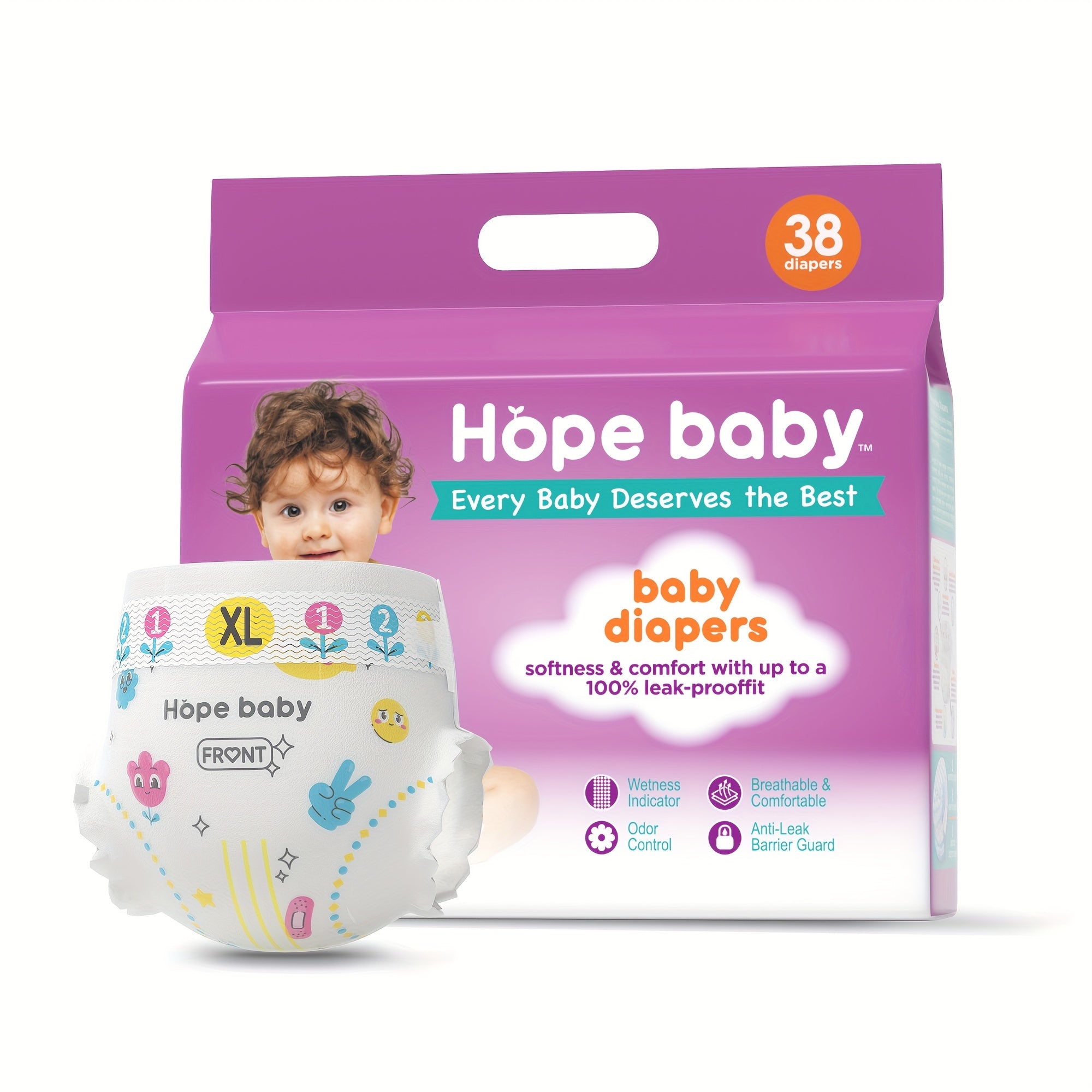 HOPE BABY 74 Count (8-14 LBS) Disposable Baby Diapers Newborn Dry, Softness & Comfort Fit, Leak-Proof Overnight Protection, Hypoallergenic With Skin As Halloween, Christmas Gift