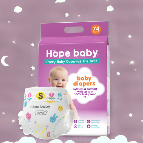 HOPE BABY 74 Count (8-14 LBS) Disposable Baby Diapers Newborn Dry, Softness & Comfort Fit, Leak-Proof Overnight Protection, Hypoallergenic With Skin As Halloween, Christmas Gift