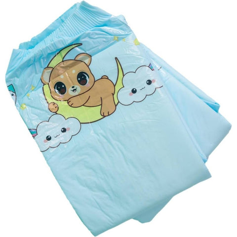 2 Pack Lunar Cub - 3.17gal Adult Diapers Medium Size - Heavy-Duty Incontinence Underwear with Cute Bear & Rabbit Cartoon Design, Leak-Proof Protection, Soft Comfort Fit, Wet Wipe Compatible, Individually Wrapped for Hygiene - Ideal for Bedridden, Post-Sur
