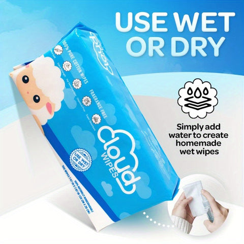 Pure Dry Wipes Soft Unscented Cloth Tissue for Sensitive Light Beige 2Pack 200 Count