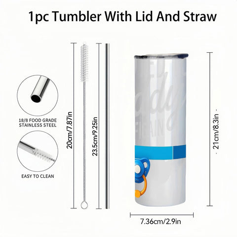 1pc 20oz - Stainless Steel Insulated Breast Milk\u002FFormula Bottle with Nipple Progress Bar, Straw & Lid - Double-Wall for Breastfeeding Moms, Drop-Resistant, Machine Washable, Name\u002FDate Labeling (White) - Ideal