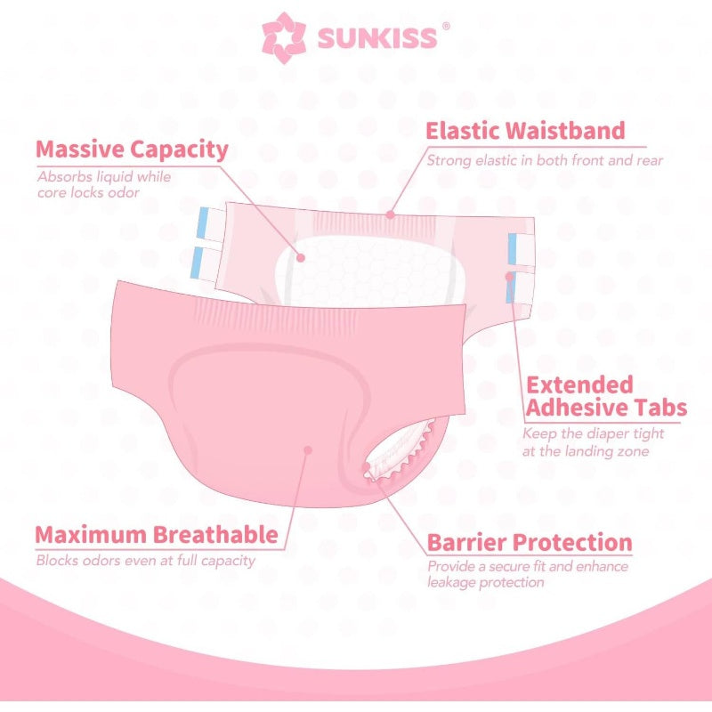 Masterpiece Adult Diapers with Tabs, Unisex Disposable Incontinence Briefs Women and Men, Odor Control, Pink, SmallMedium, Previously Medium, 10 Count, Adult Diaper Cover, Adultos Diapers for Woman, Disposable Underwear For Men Travel, Disposable Underwea