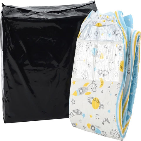 CutiePlusU Adult Diapers 10pcs, Disposable Incontinence Briefs with Tabs for Women and Men, Maximum Overnight Absorbency- Cosmic Adventurer (Medium 28\