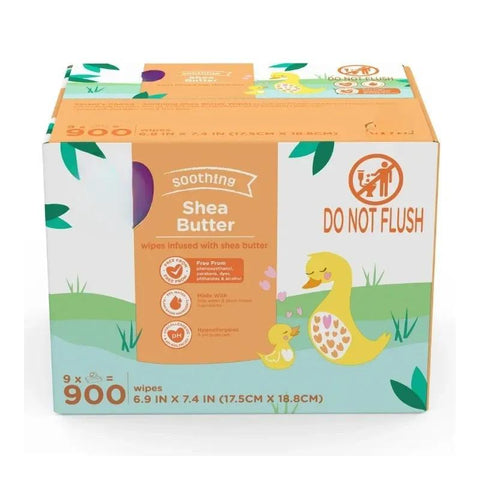 Soothing Shea Butter Baby Wipes – 300 Count (3 Packs) | Ultra-Soft, Moisturizing, Hypoallergenic Wipes for Newborns & Sensitive Skin | Gentle Cleansing for Daily Use, Diaper Changes & More