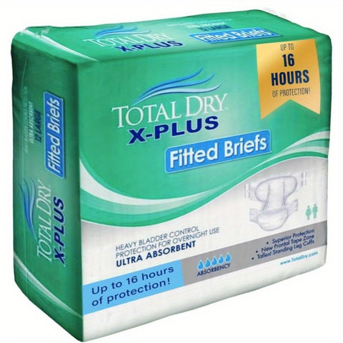 TotalDry Ultimate XPlus Fitted Incontinence Briefs Adult Diapers Plastic Backed Ultra Absorbent Overnight Bladder Control for Women Men FSA HSA Medium