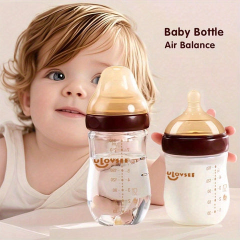 4oz,8oz High Borosilicate Glass Baby Bottles, Wide-Neck Glass Feeding Bottle, Milk Bottle with Bottom Air Balance Hole\u002FValve, Perfect Gift for Newbor