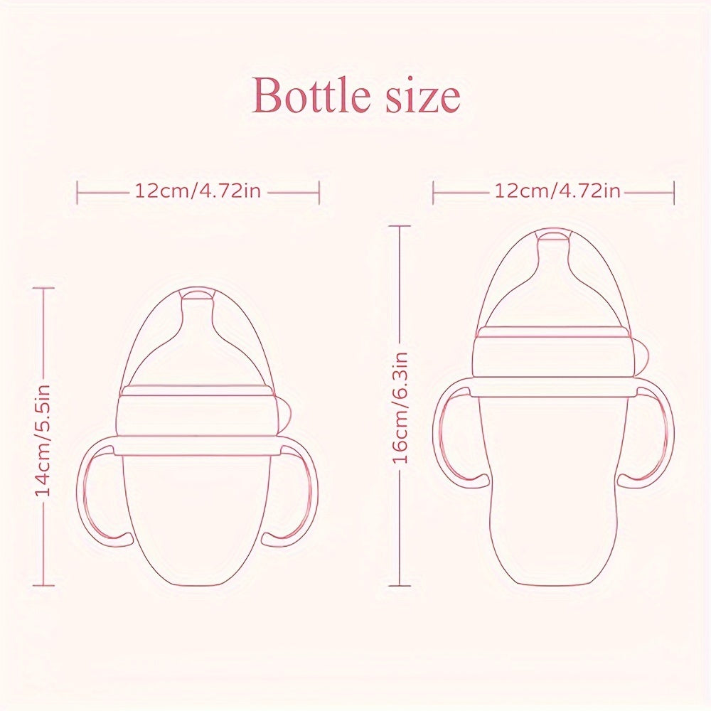 Newborn Silicone Bottle 3pcs Baby Milk Bottle, Newborn Silicone 150Ml\u002F250Ml | Food Grade Material, with Straw And Gravity Ball, Two Replacement Pacifiers for Free, Birthday Holiday Gift, Halloween Christmas Gift