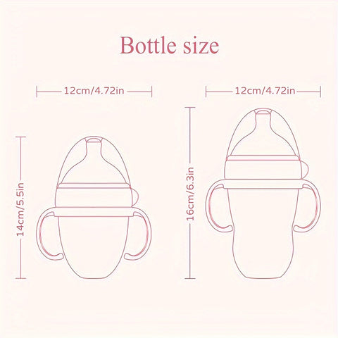 Newborn Silicone Bottle 3pcs Baby Milk Bottle, Newborn Silicone 150Ml\u002F250Ml | Food Grade Material, with Straw And Gravity Ball, Two Replacement Pacifiers for Free, Birthday Holiday Gift, Halloween Christmas Gift